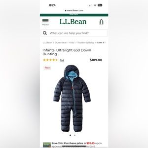 12-18m snowsuit L.L.Bean just like new condition.